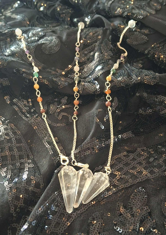 Clear Quartz Chakra Chain Pendulum