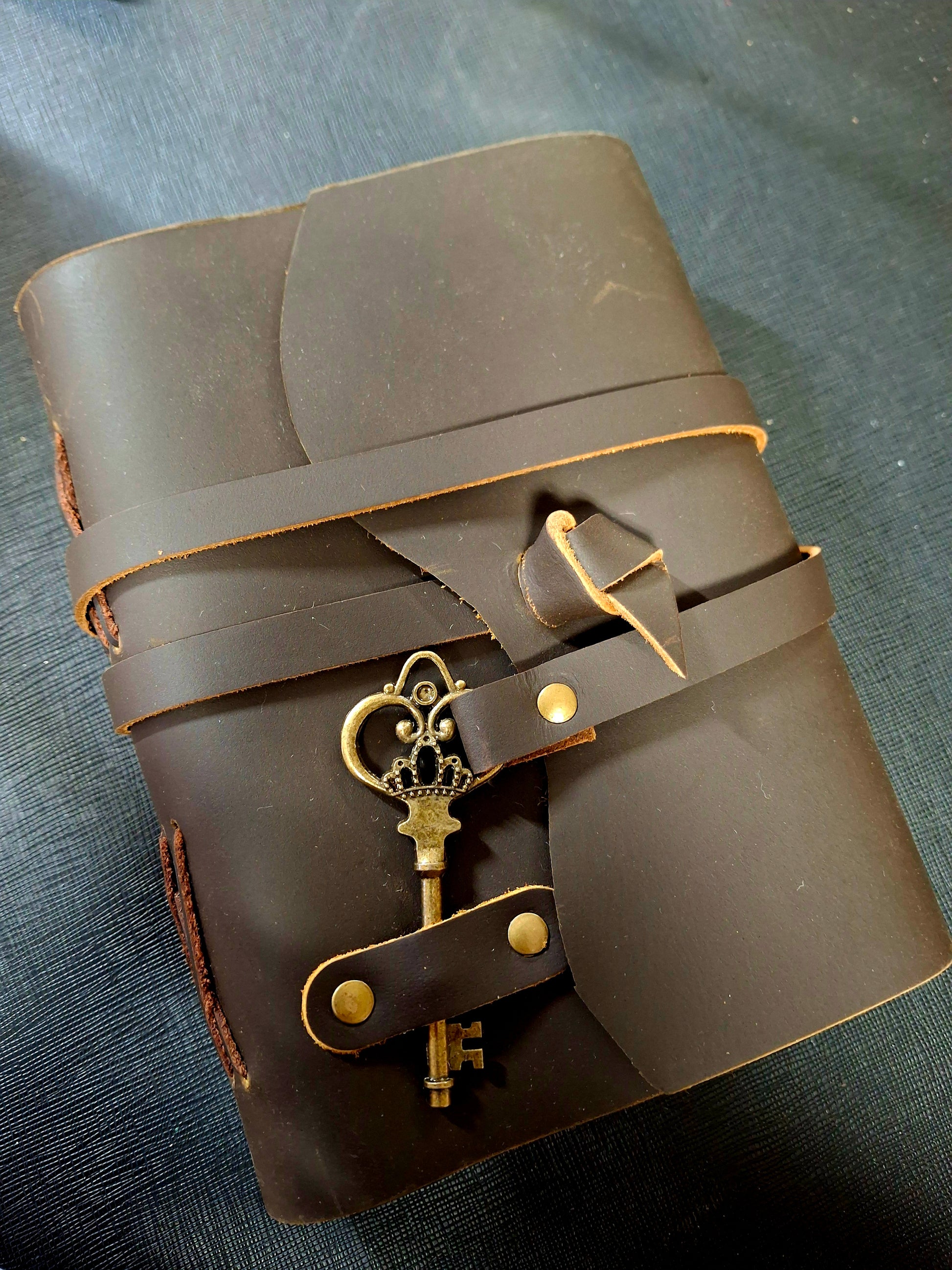 Coffee Brown Soft Leather Journal 5x7 w/ Key Closing Wrap