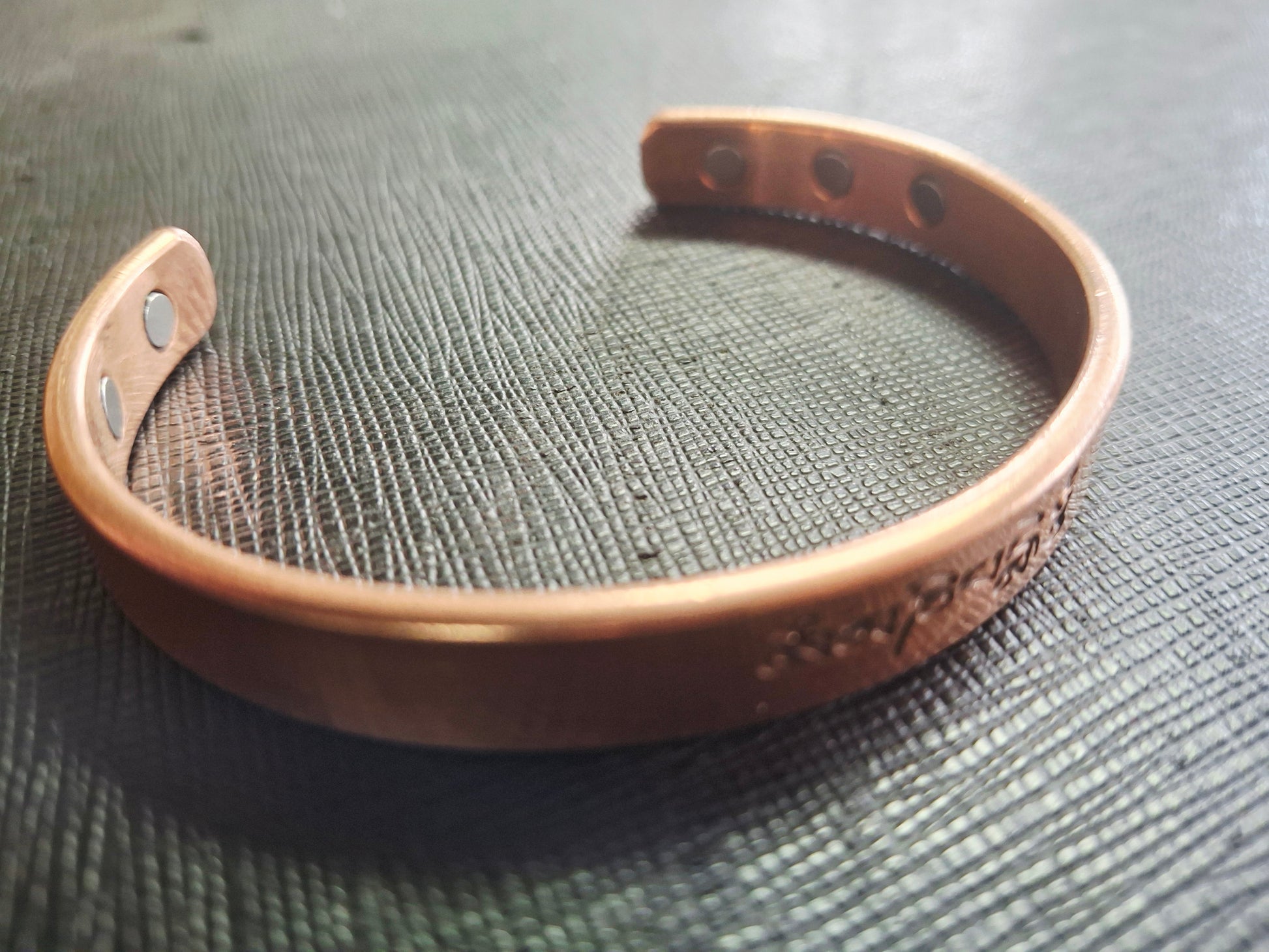 Copper Bracelet Magnetic, Om Mani Padme Hum Solid