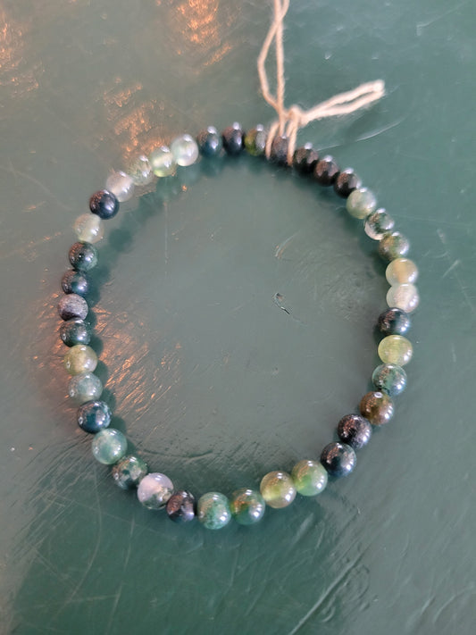 Energy Bead 4mm Moss Agate Bracelet