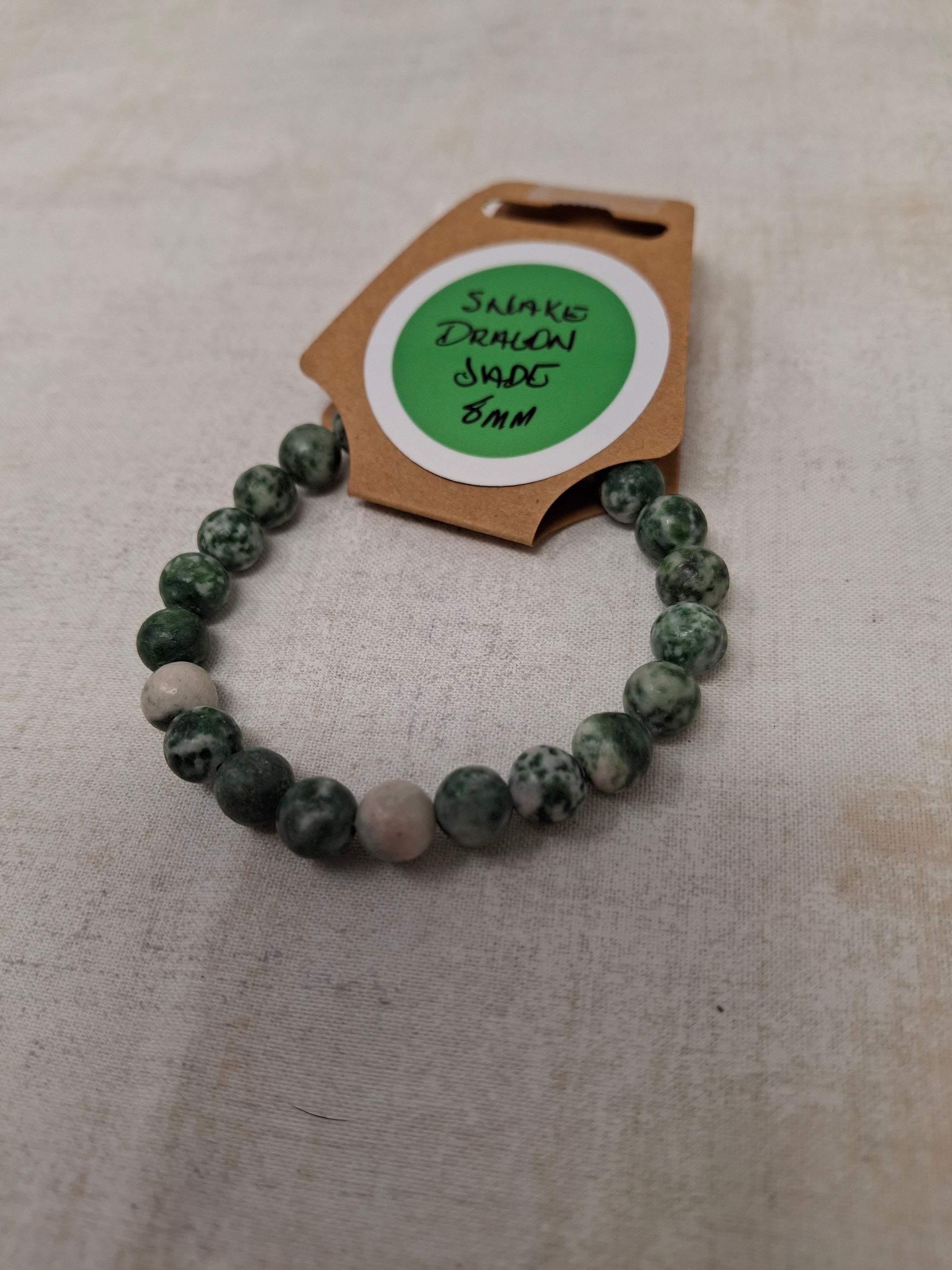 Energy Bead 8mm Snake Dragon Jade Bracelet