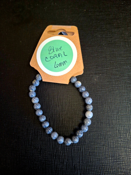 Energy Bead Bracelet 6mm Blue Coral