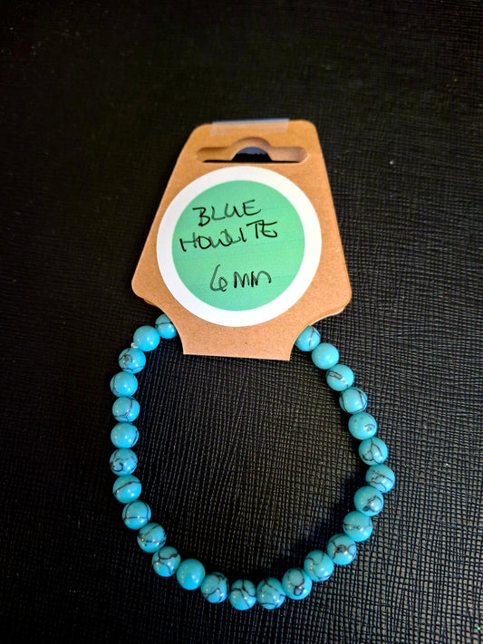Energy Bead Bracelet 6mm Blue Howlite