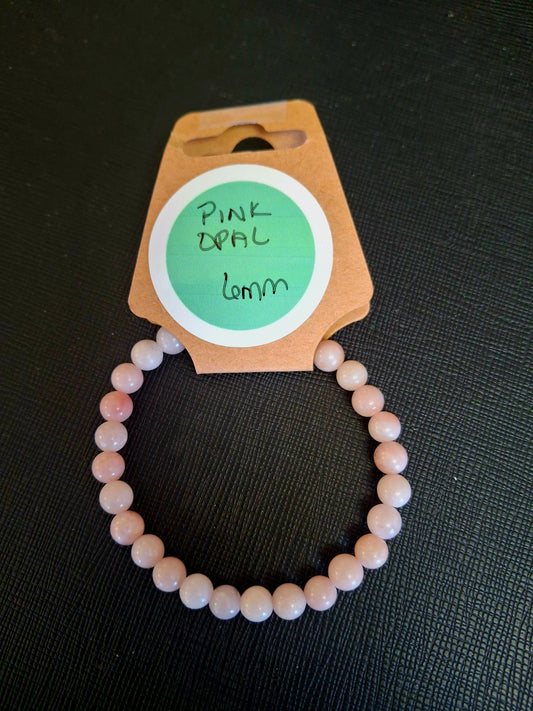 Energy Bead Bracelet 6mm Pink Opal
