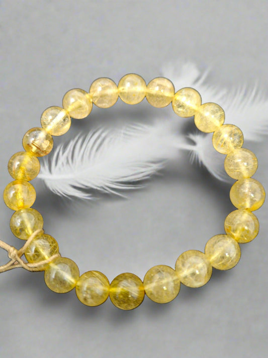 Energy Bead Bracelets Gold Rutilated Quartz 8mm