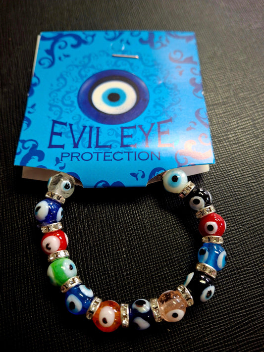 Evil Eye Bracelet Multi Color w/Encrusted Beads