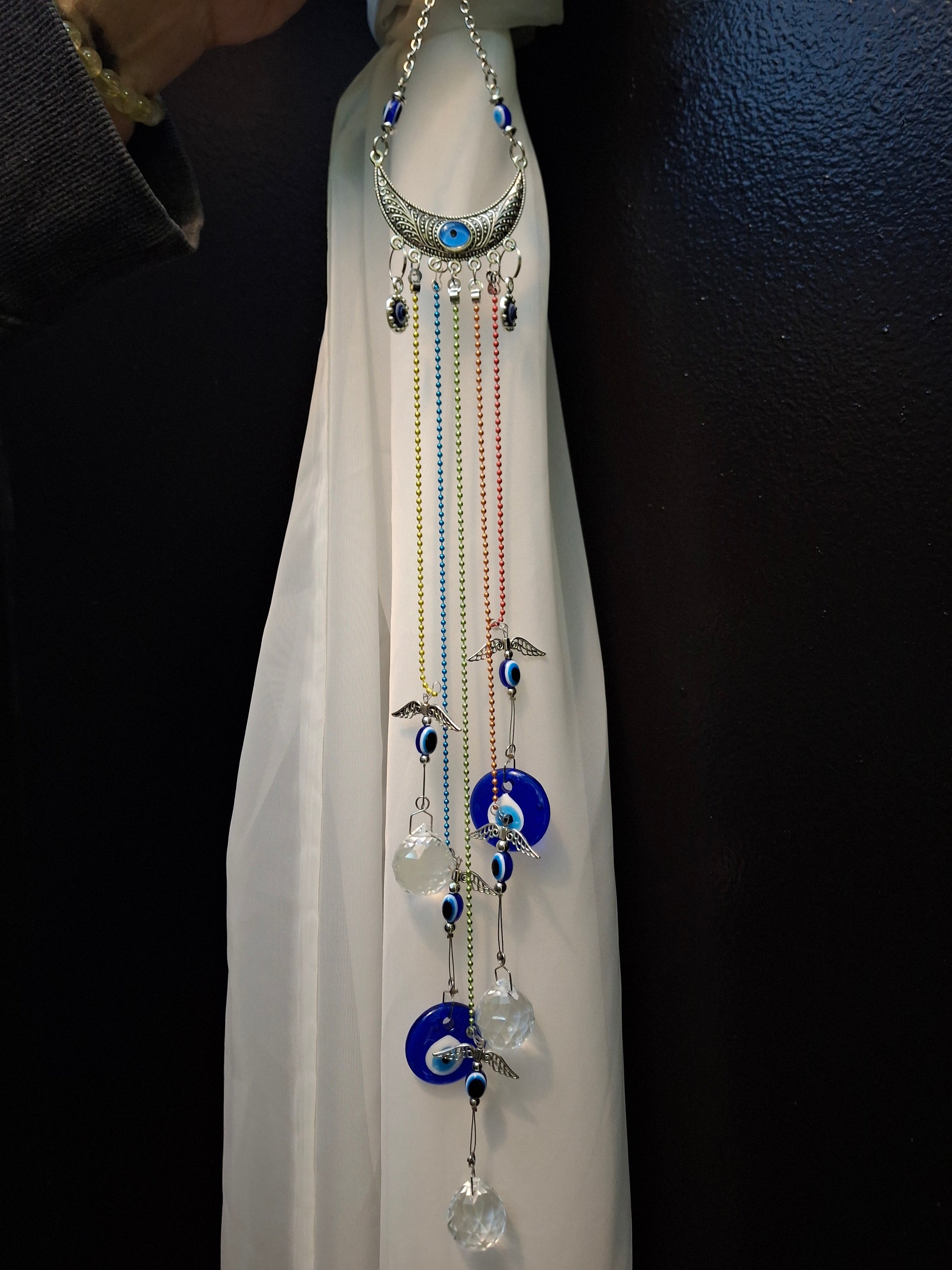 Evil Eye Crystal Suncatcher, 18"L