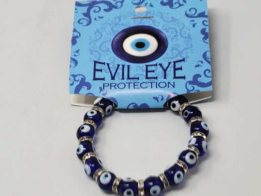 Evil Eye Dark Blue Bracelet w/encrusted Beads