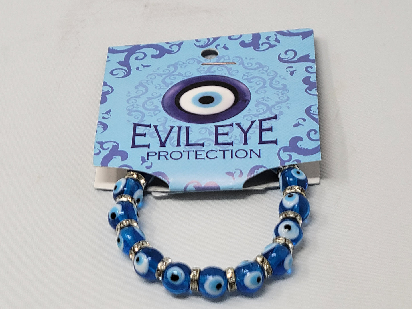 Evil Eye Light Blue Bracelet w/encrusted Beads