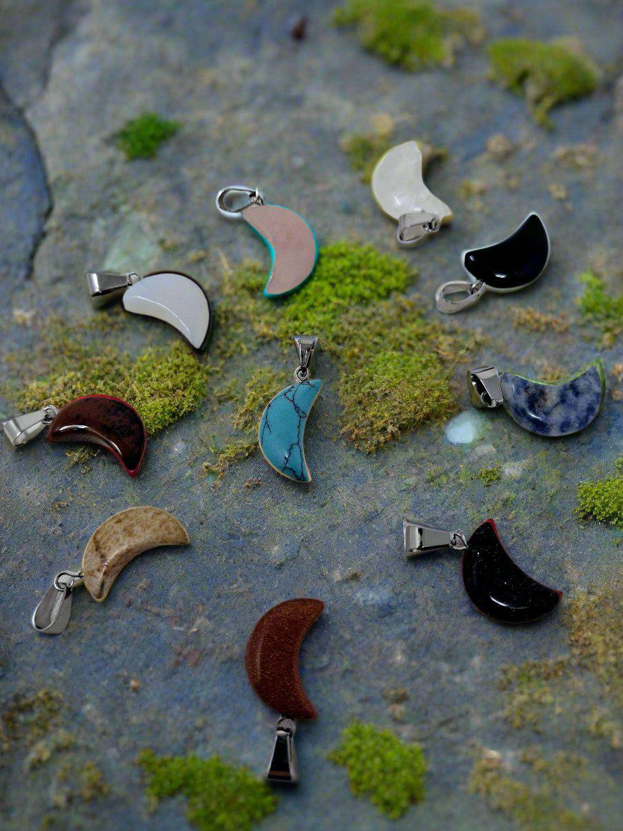 Gemstone Moon Pendants (Assorted)