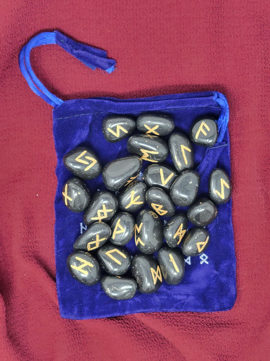 Gemstone Rune Set Black Agate
