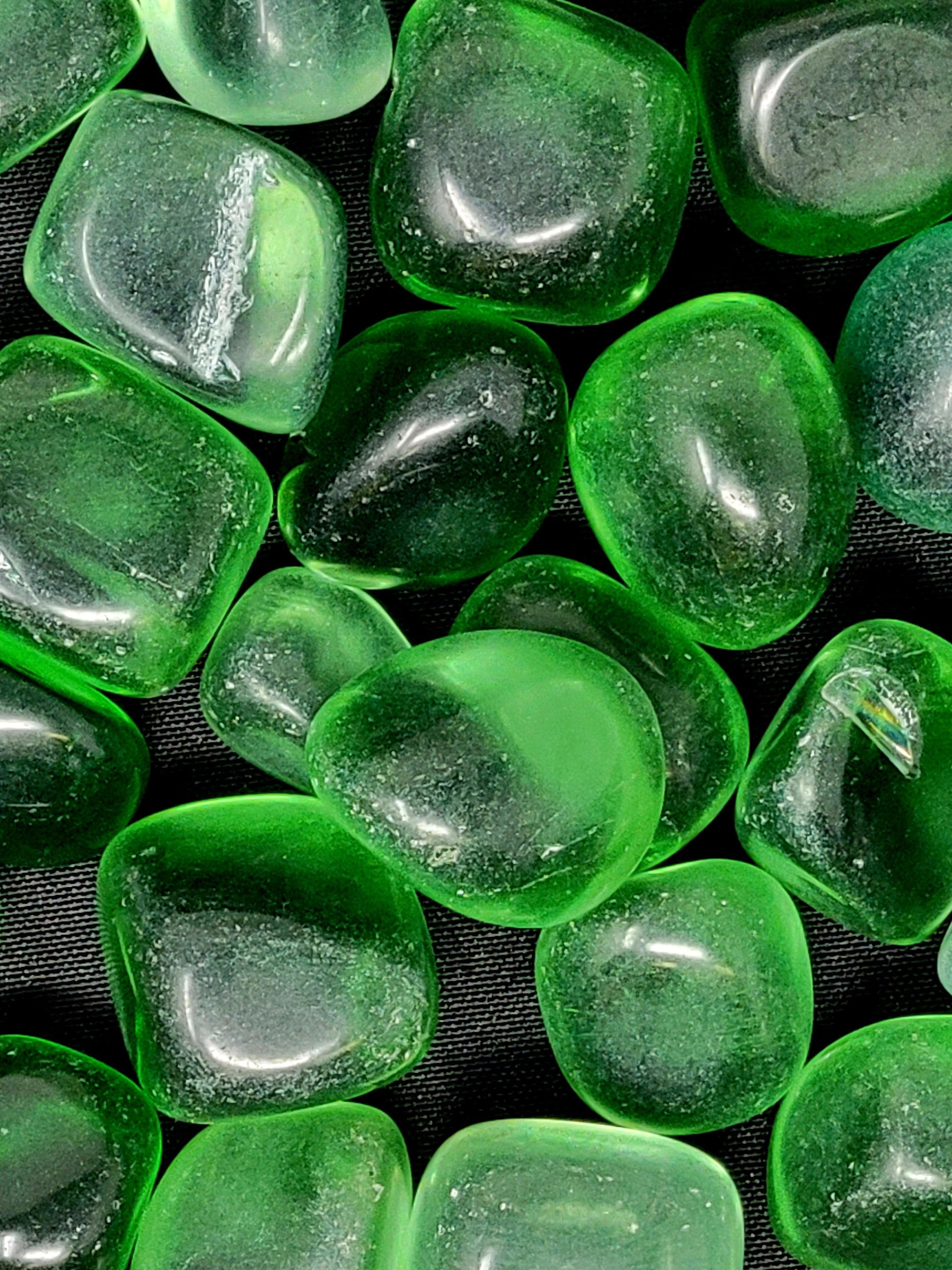 Green Obsidian Tumbled (man made)