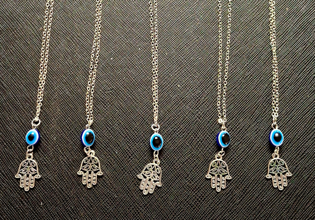 Hamsa Hand Evil Eye bead Necklace with chain