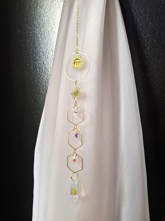 Hanging Sun & Stars Suncatcher (15"L)