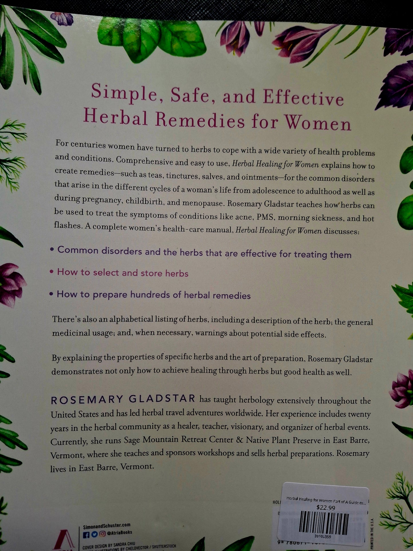 Herbal Healing for Women Part of A Guide to Holistic Healing By Rosemary Gladstar