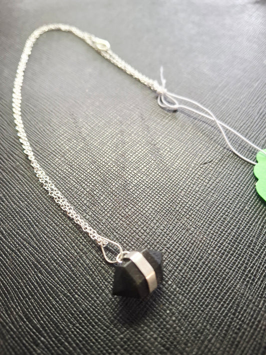 Herkimer Type Black Obsidian Pendant (double terminated)