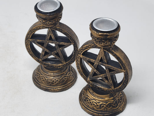 Household Taper Candle Holders Pentacle (Paired Set)