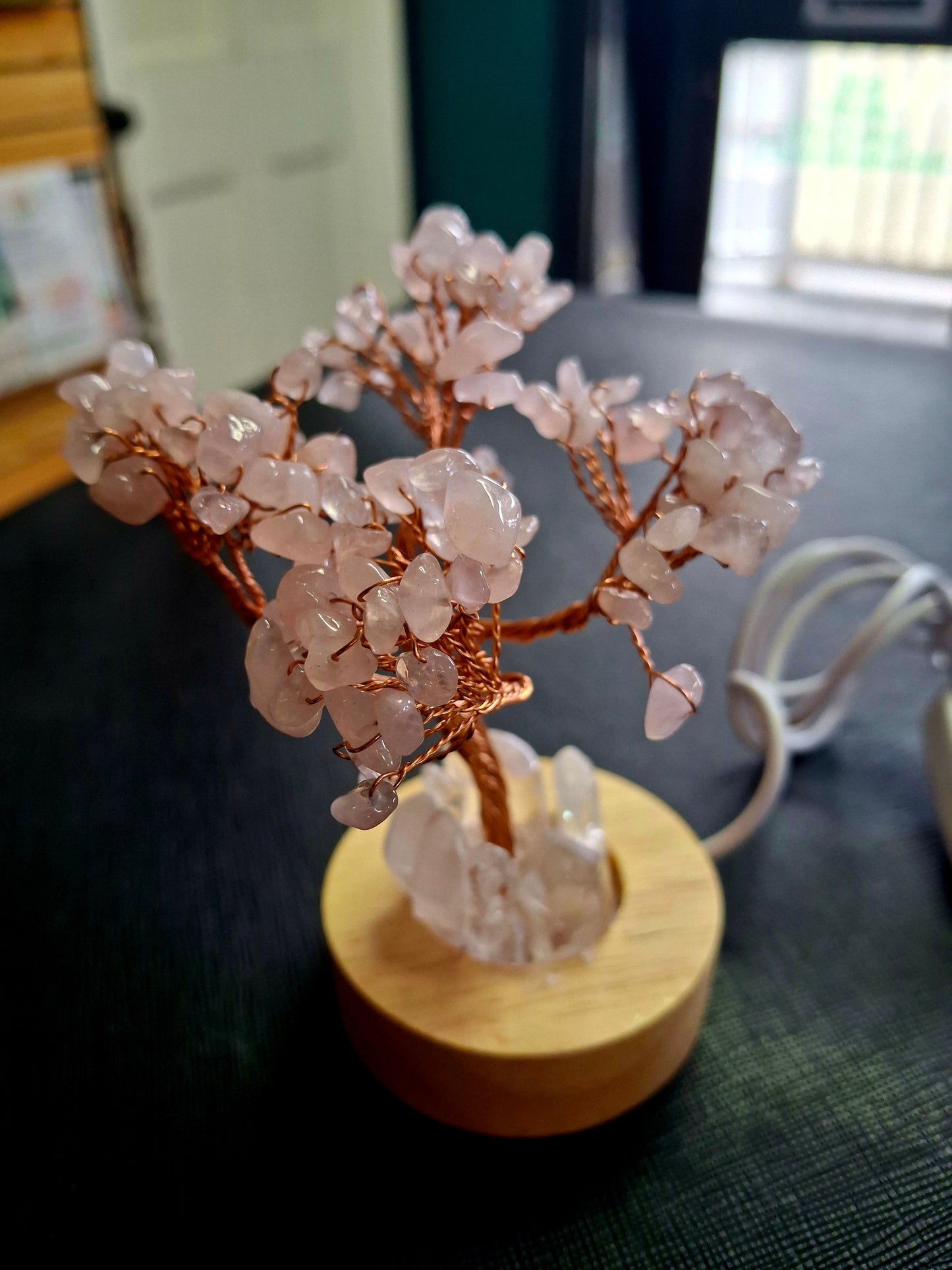 LED Gemstone Tree Lamp – USB Powered with Wooden Base 3.5"H