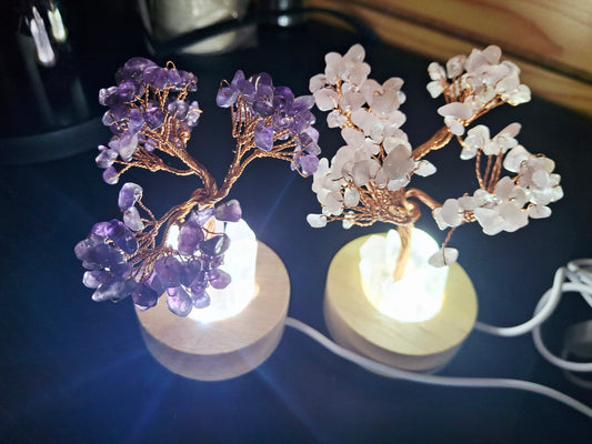 LED Gemstone Tree Lamp – USB Powered with Wooden Base 3.5"H