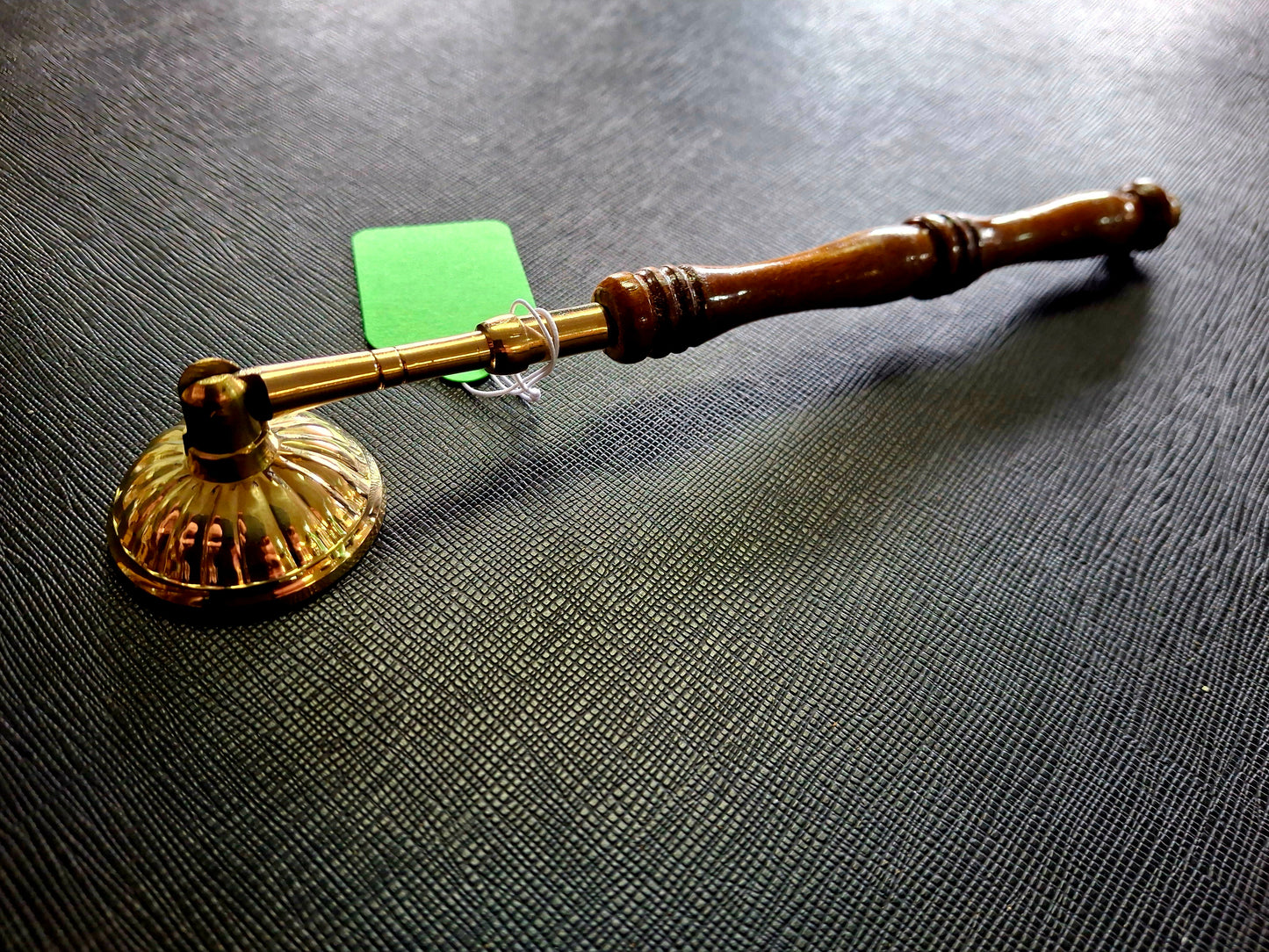 Large Brass Candle Snuffer with Wooden Handle | 8"L