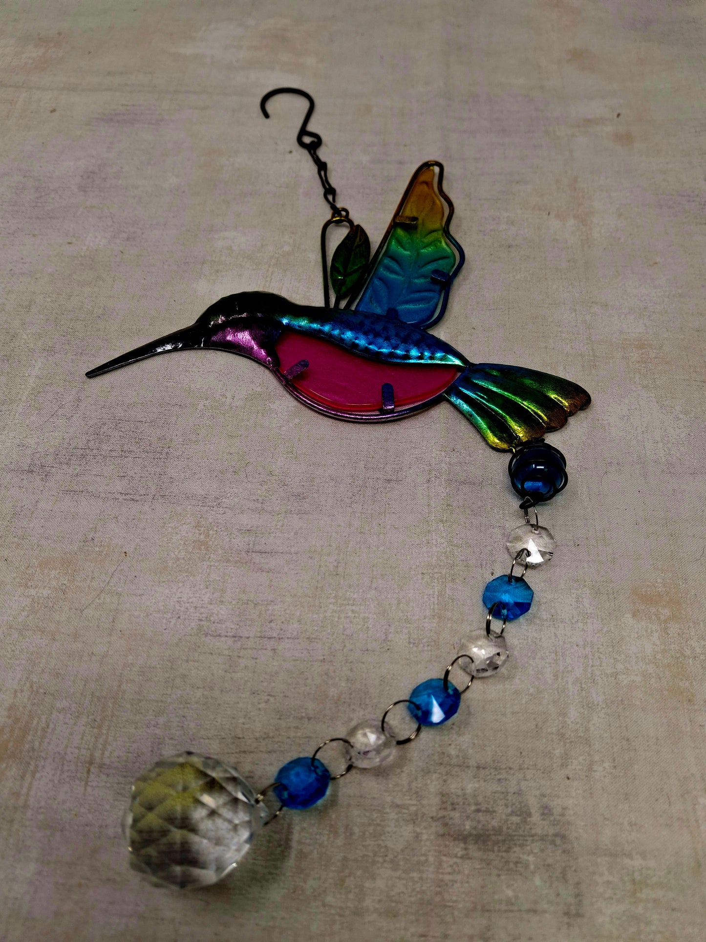 Large Colorful Hummingbird Suncatcher (7"W x 17"L)