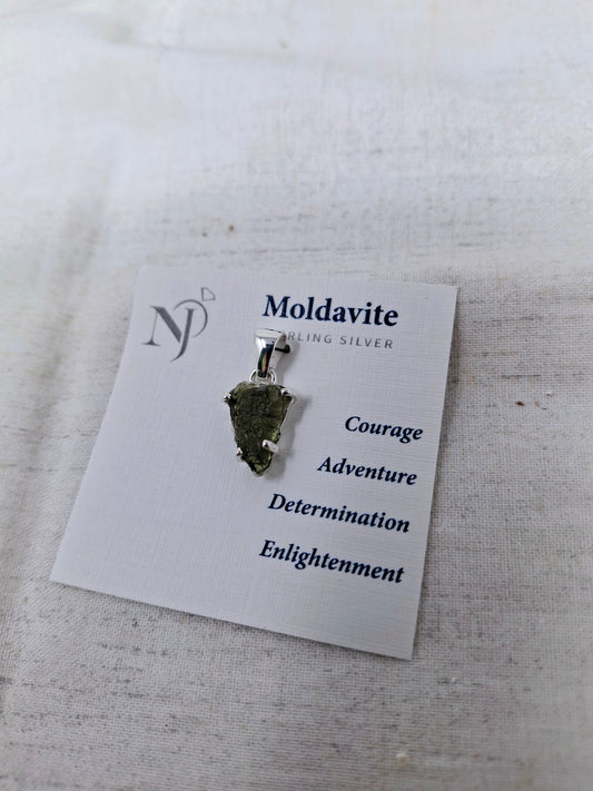 Moldavite Pendant in .925 Sterling Silver