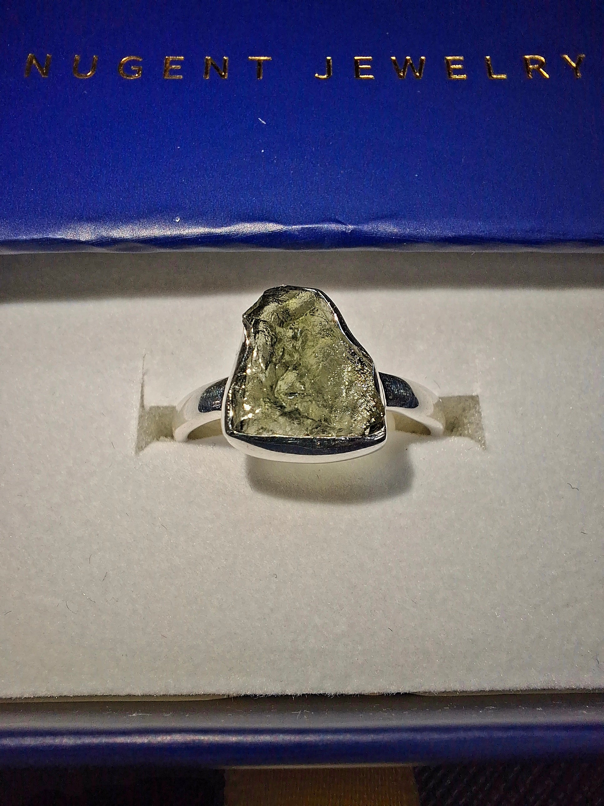 Moldavite Ring in .938 Sterling Silver