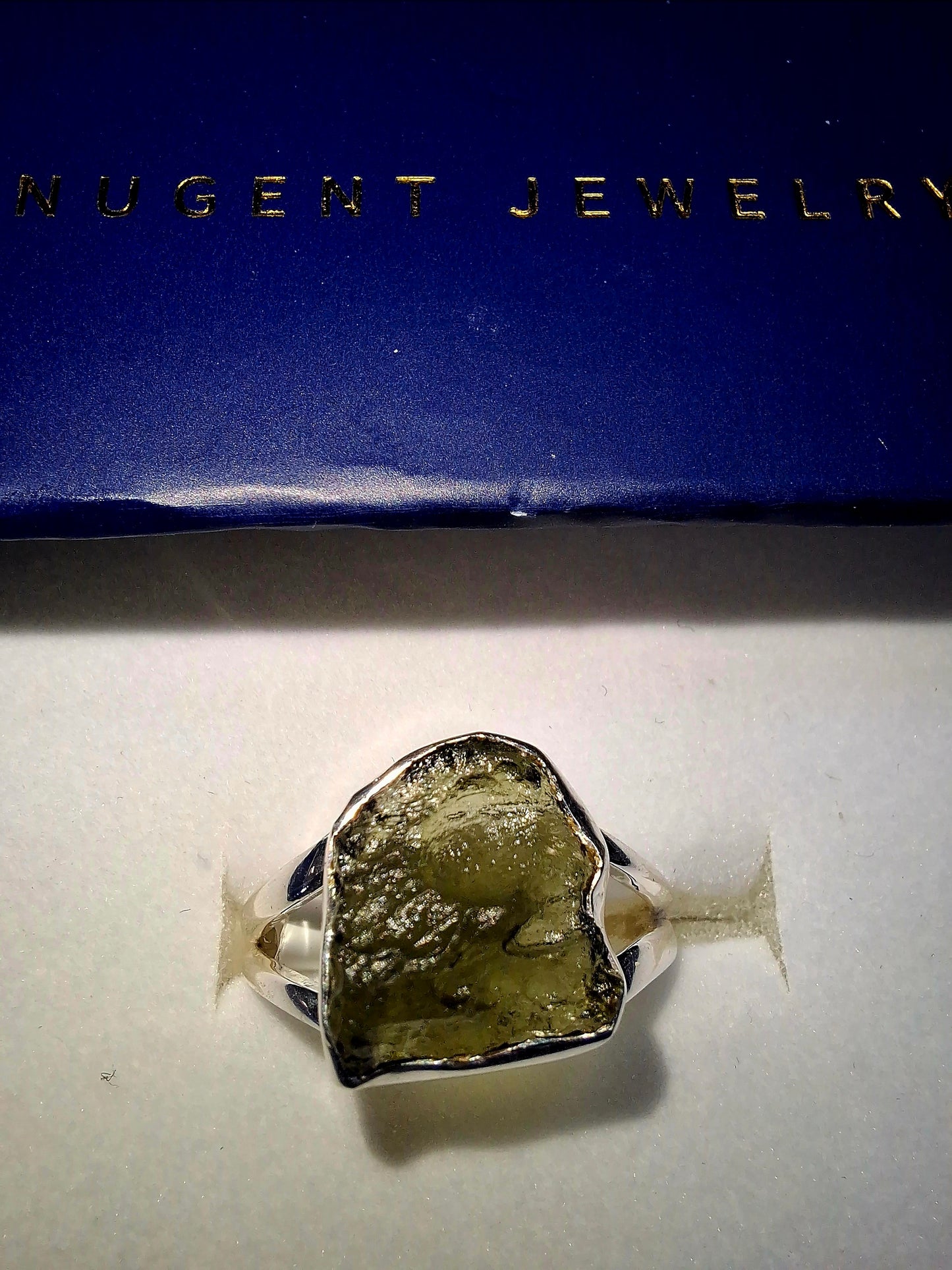 Moldavite Ring in .938 Sterling Silver