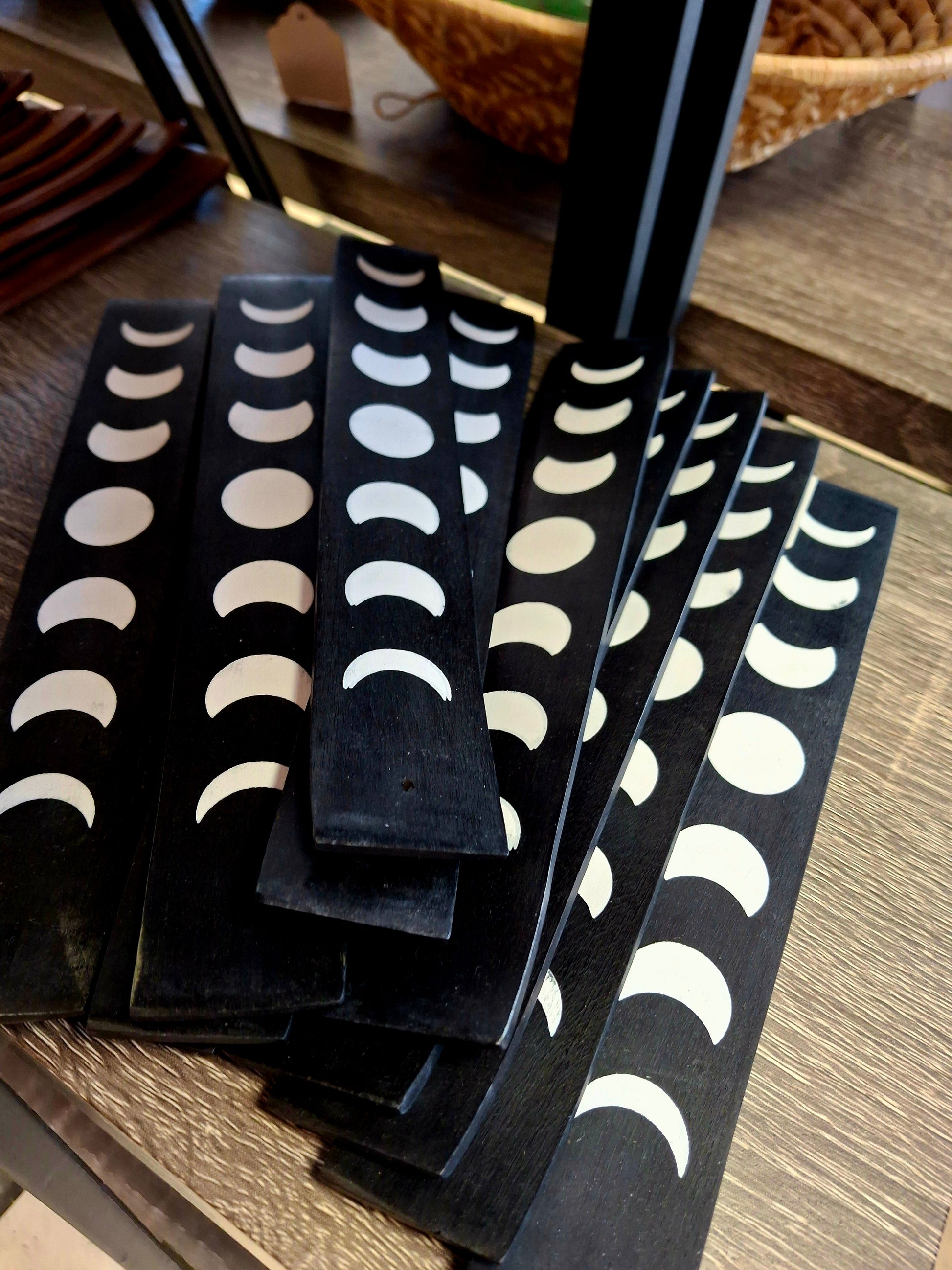 Moon Phase Black Wood Ash Catcher 10"L