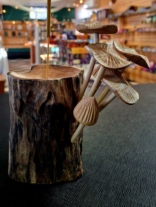 Mushroom Cluster Natural Wood Incense Burner