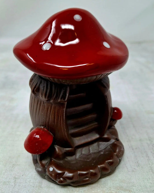 Mushroom House Backflow Cone Incense Burner 3.25"D x 4.5"H (Ceramic)