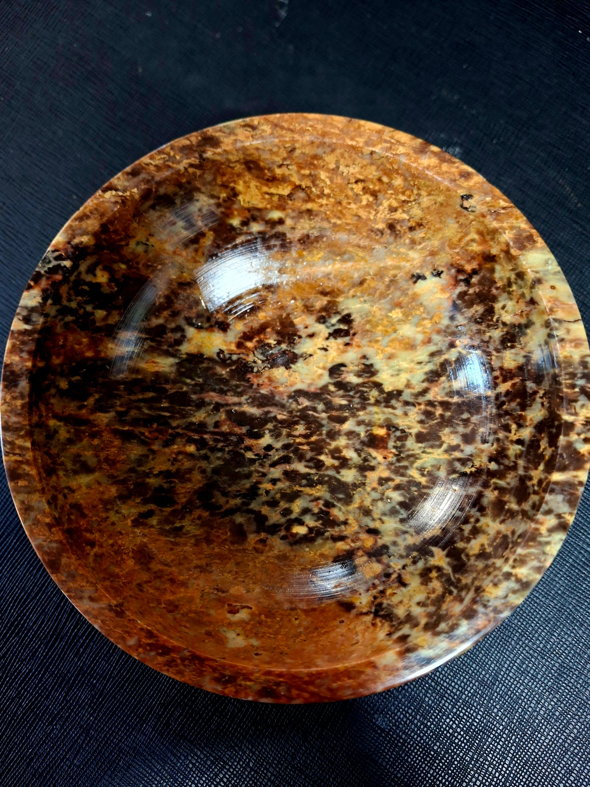 Natural Stone Carved Smudge Bowl 5"D x 2''H