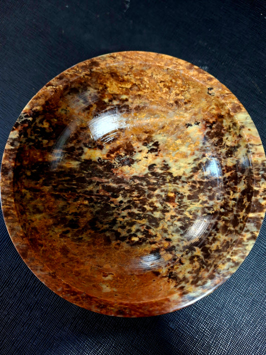 Natural Stone Carved Smudge Bowl 5"D x 2''H