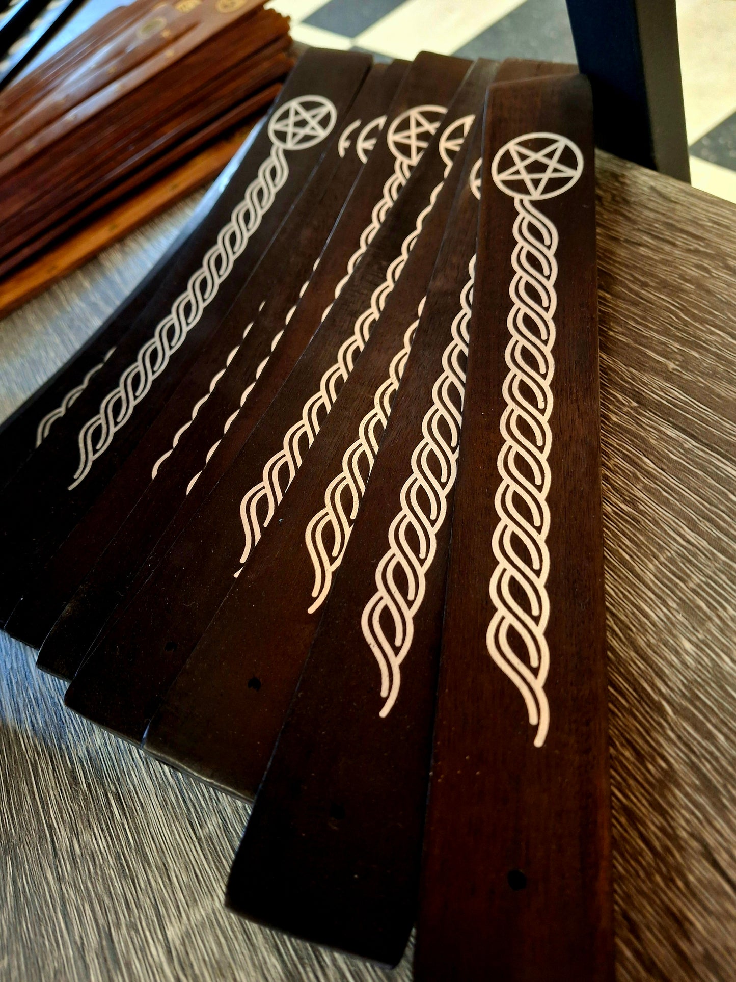 Pentacle Black Painted Wood Ash Catcher 10"L