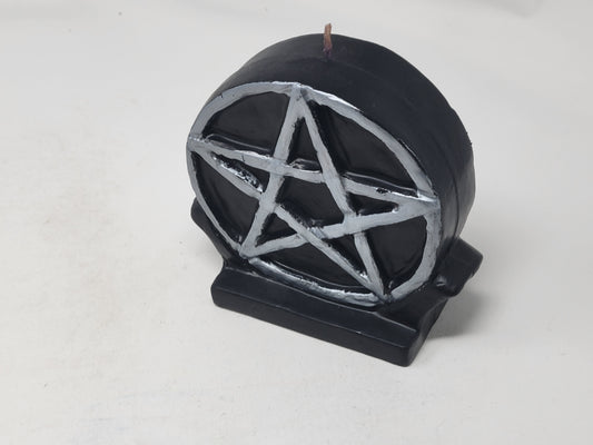 Pentacle Candle Large Black /Silver