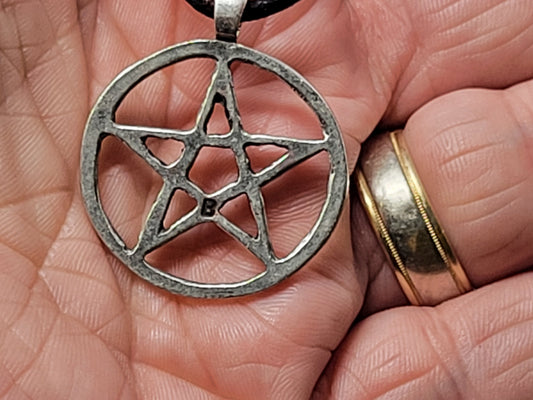 Pentacle Pendant on Black Cord