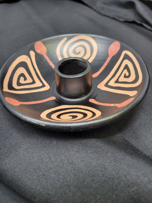 Peruvian Ceramic Spiral Design Burner Handmade 5" D Palo (Santo Wood burner)
