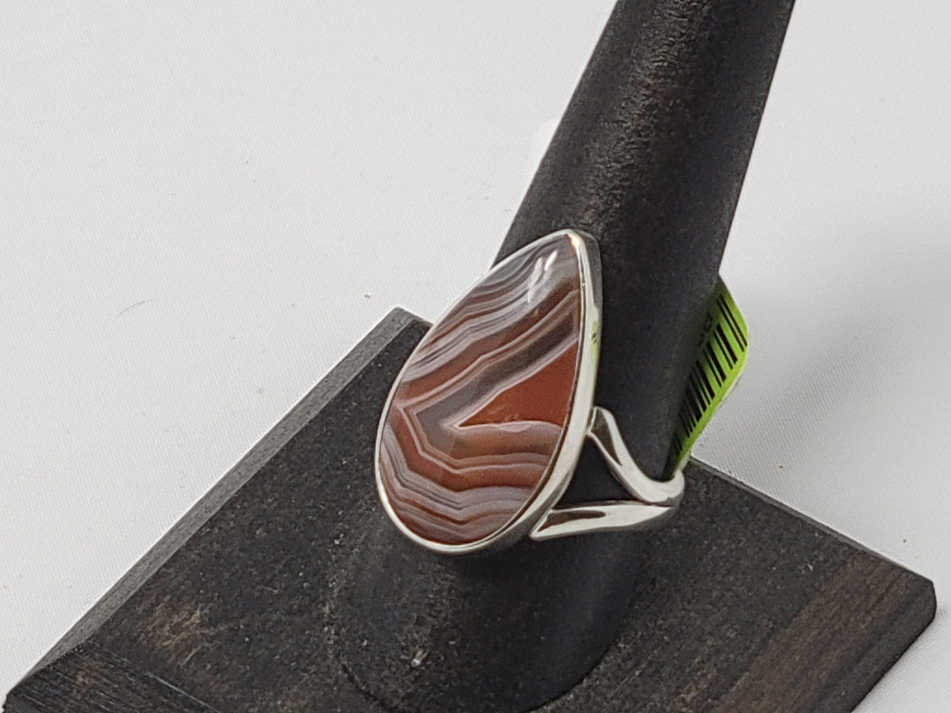 Pink Botswana Agate (Sterling Silver Band / Size Nine)