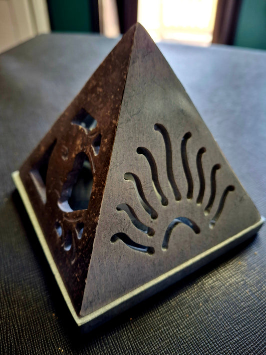 Pyramid Cone Burner Sun & Moon 4.5" H, 4" W