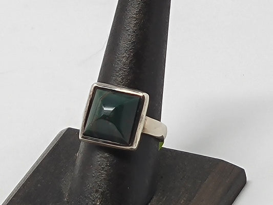 Pyramid Cut Bloodstone In Sterling - Ring size 8