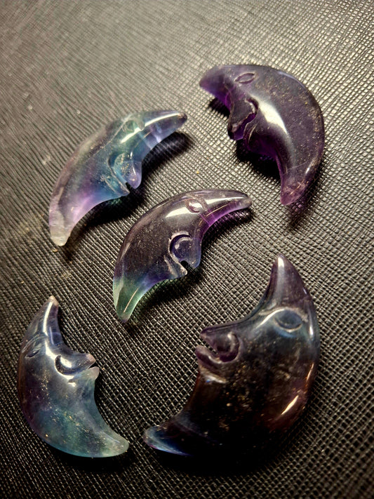 Rainbow Fluorite Moon 1.5-2"