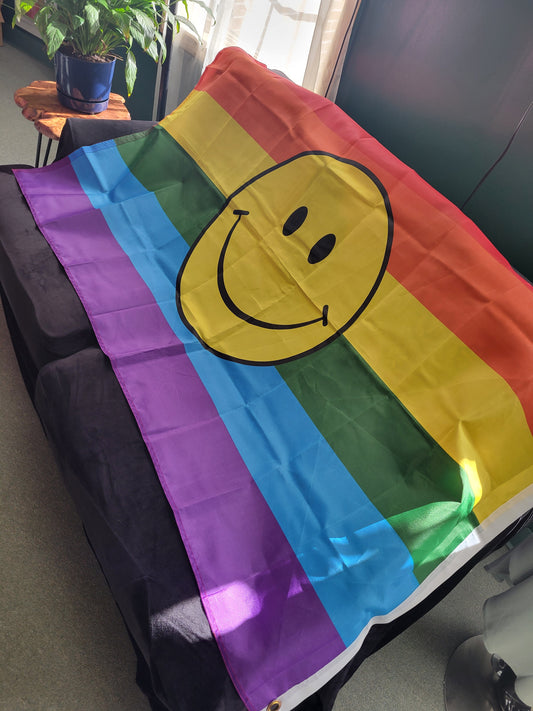 Rainbow Happy Face Flag