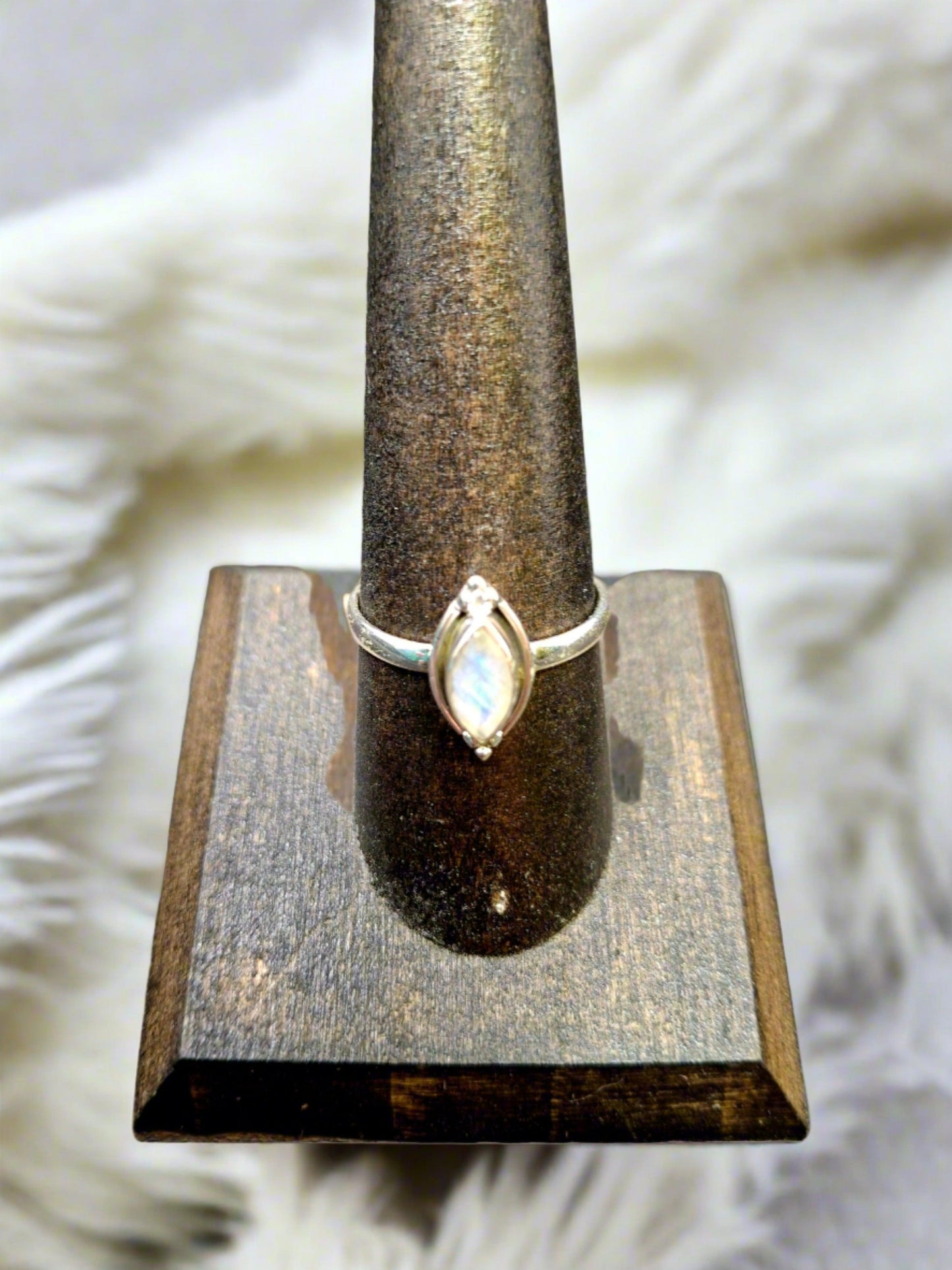 Rainbow Moonstone Diamond Cut in Sterling