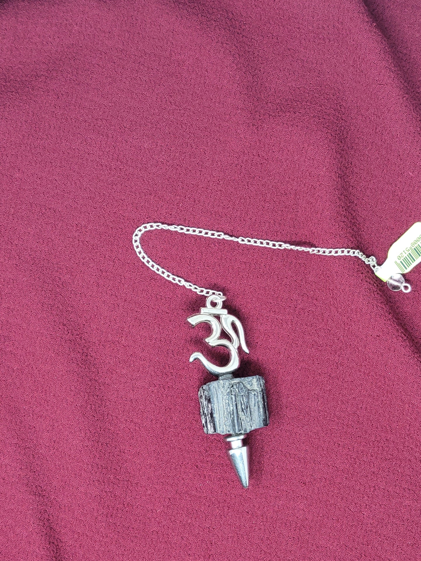 Raw Black Tourmaline w/OM Symbol Pendulum