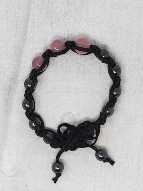 Rose Quartz + Hematite Thread Bracelet