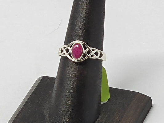Ruby Double Trinity Knot Celtic Ring (sterling) 6