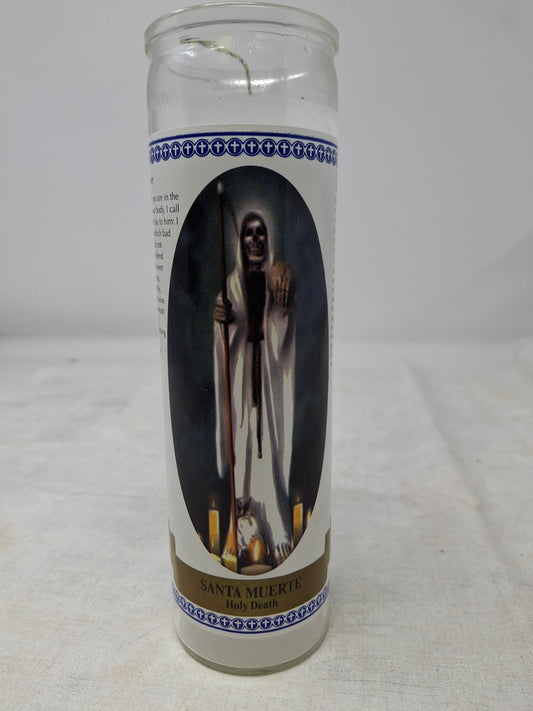 Santa Meurte (Holy Death) Printed 7 Day Candle - White