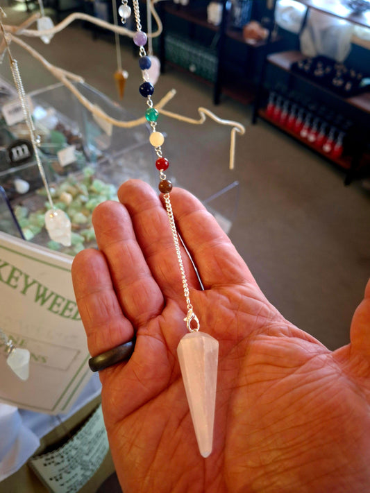 Selenite Chakra Chain Pendulum