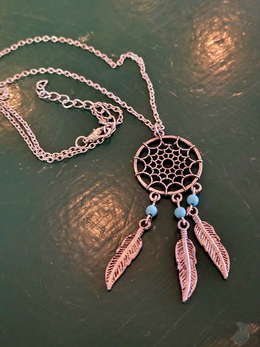 Silver - Dream Catcher Necklace 20"with chain