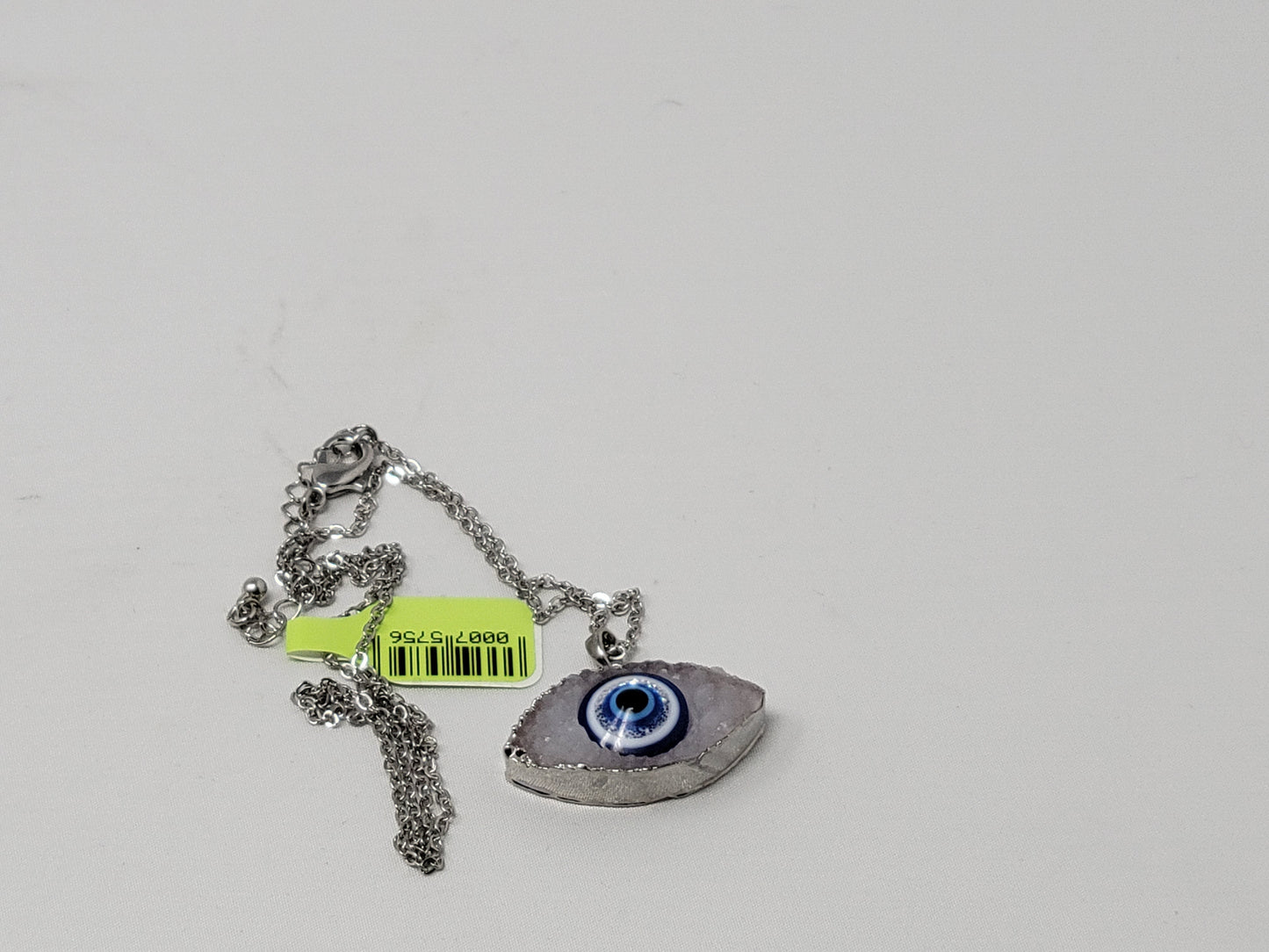 Silver Evil Eye in Druz (Dark Blue)